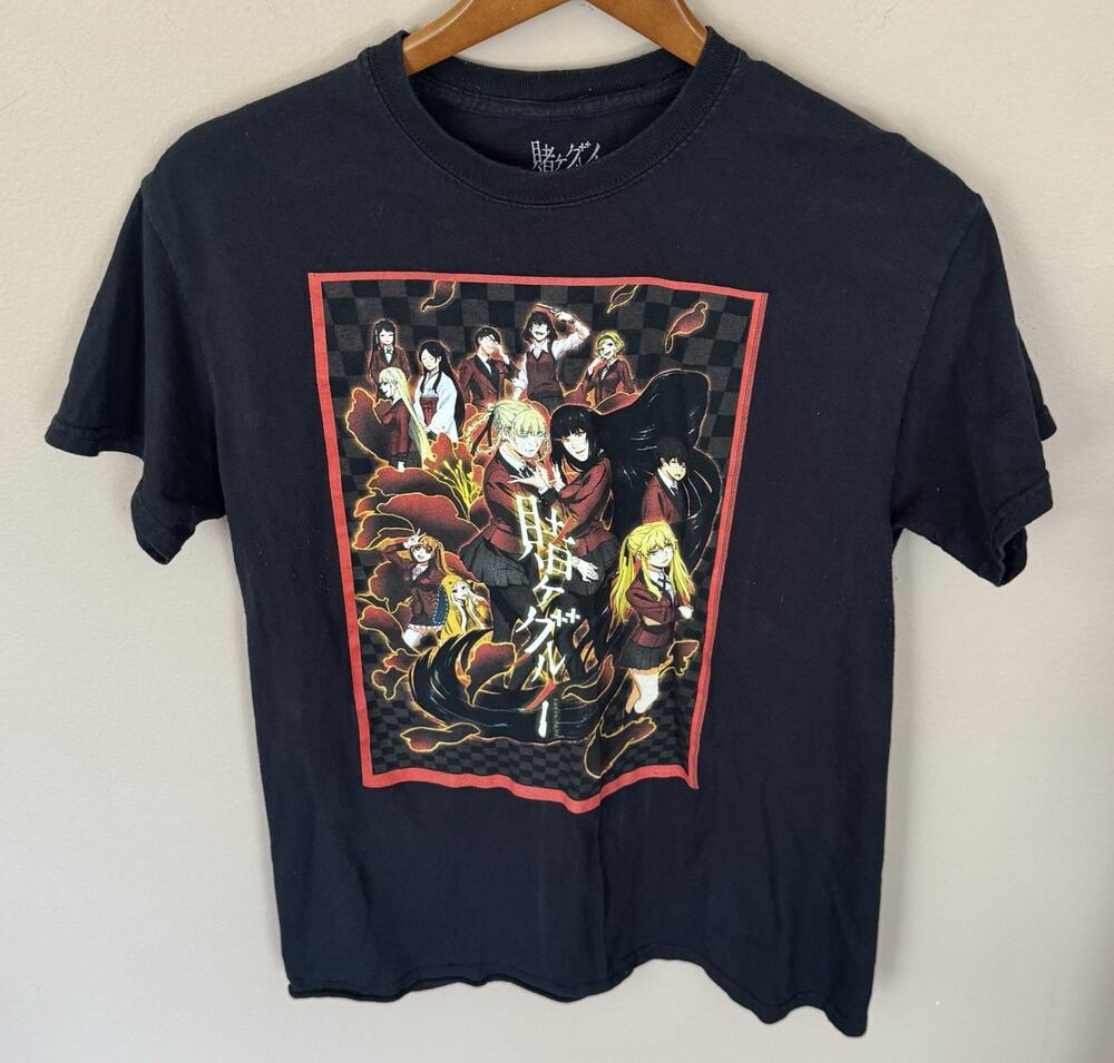Kakegurui Shirt Mens Medium Black Red Gambling Shonen Anime Short Sleeve